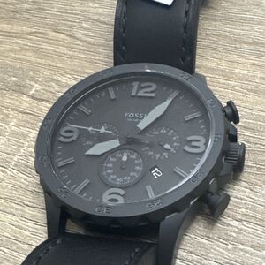 Fossil Nate Mens Oversized Chronograph Watch Dial Stainless Leather‎ Band